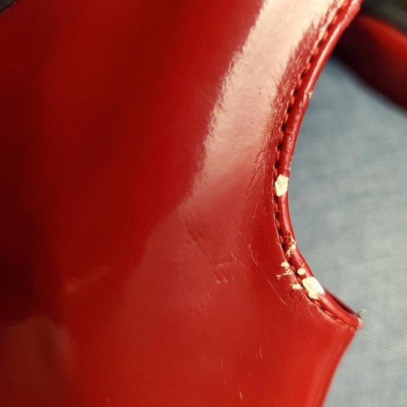 Qupid Red Patent Leather Peep Toe heels 8 1/2 - Picture 7 of 11